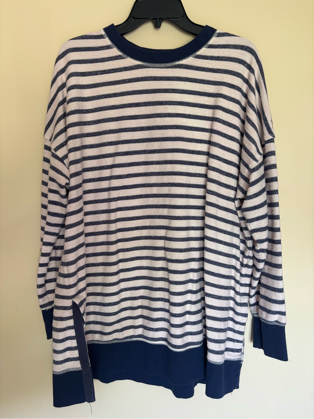 Old Navy Navy and White Striped Long-Sleeve Tee